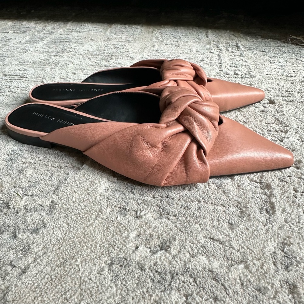 Rebecca Minkoff Coretta Blush Mauve Pink Leather Mules Size 7.5 - Picture 2 of 7